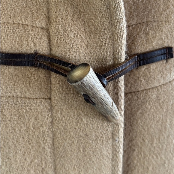 L.L. Bean Vintage Tan Duffle Coat Made in England Tartan Toggle Women’s Size 12 - Picture 5 of 11